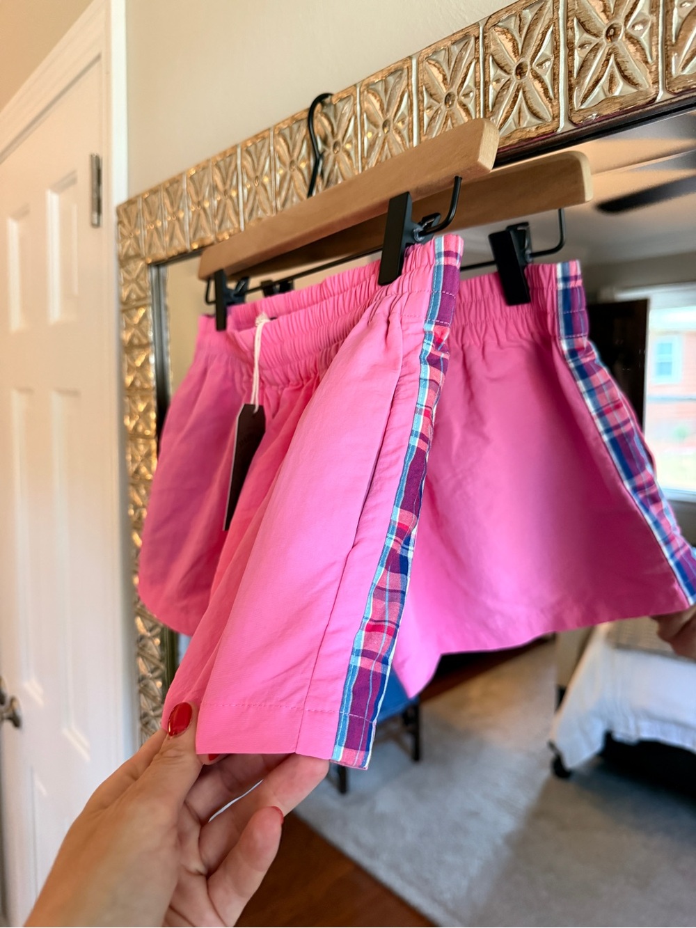 Dairy Boy Pink Athletic Shorts with Plaid Side Trim - XS. NWT